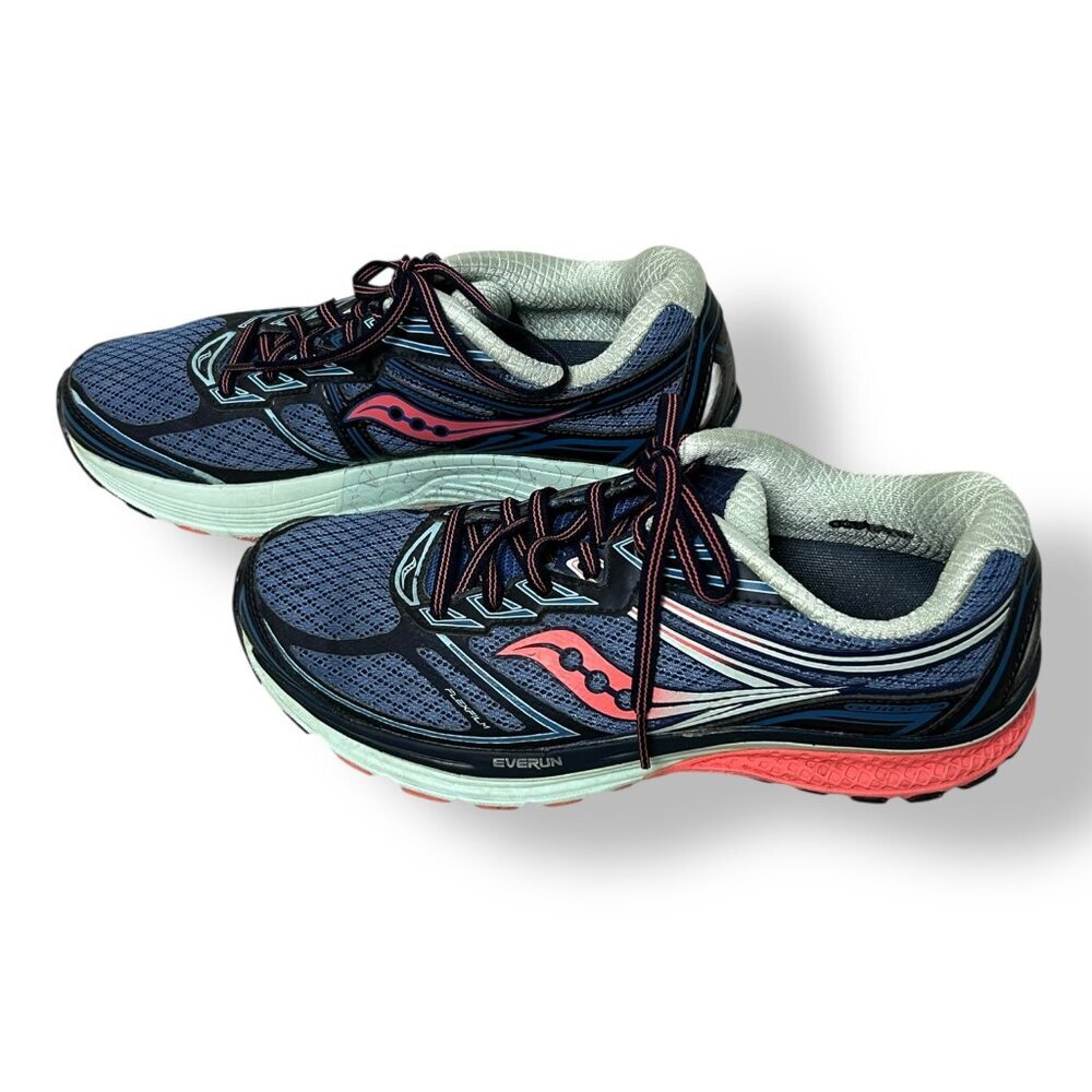 Women's Saucony Guide 9 Everrun Running Sneakers Neutral Blue Coral Sz 9 - Picture 2 of 8